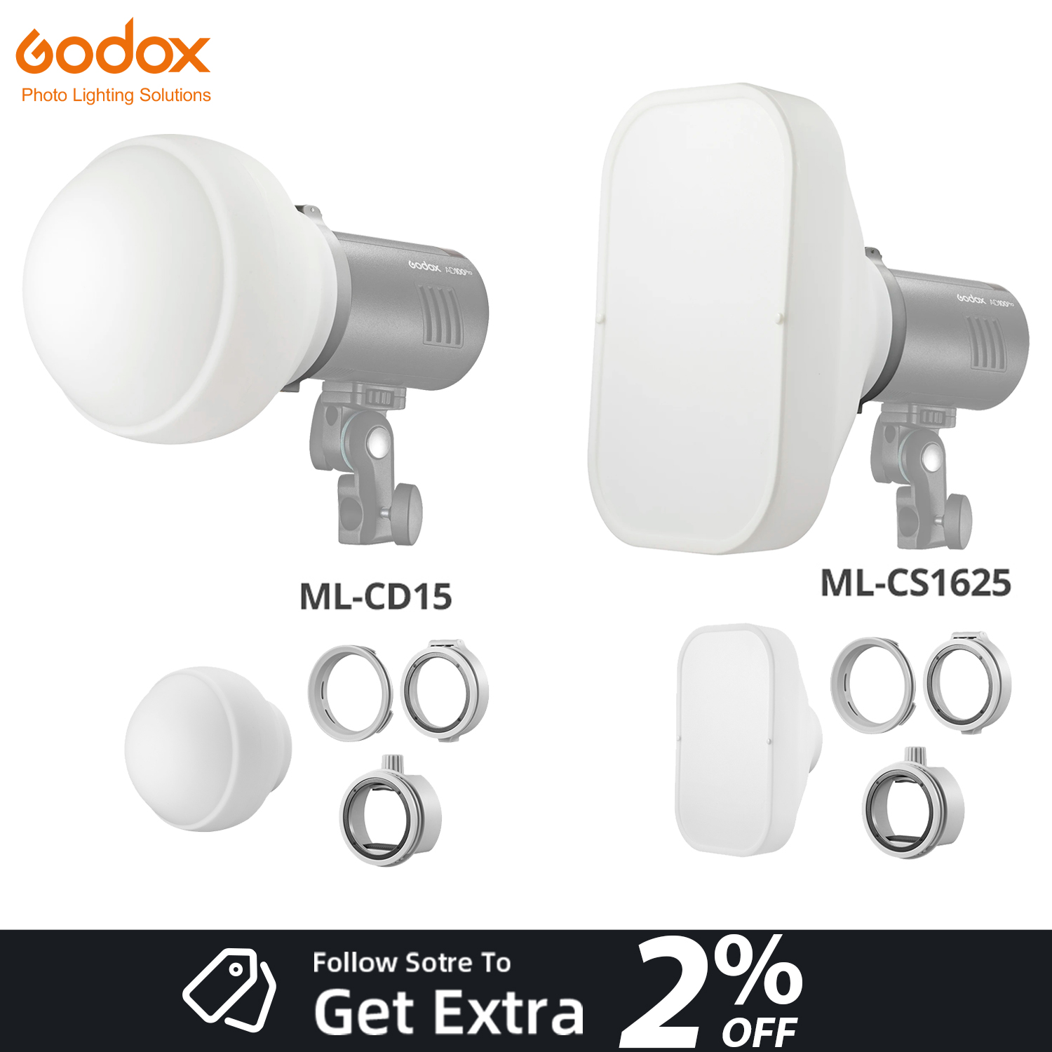 Photography Lighting Kit Godox - Godox ML-CD15 ML-CS1625 Diffusor-Kuppel-Softbox-Set für Fotografie-Blitzlicht