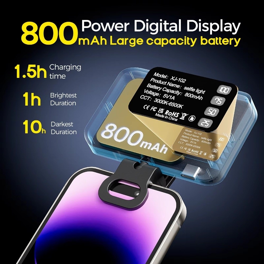 Photography Lighting Flash - 800/1000mAh LED Selfie-Licht 3 Modi USB
